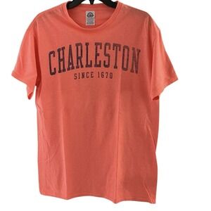 New Delta Pro Women‎ M Medium Tee Shirt Orange Charleston Crew Neck Short Sleeve